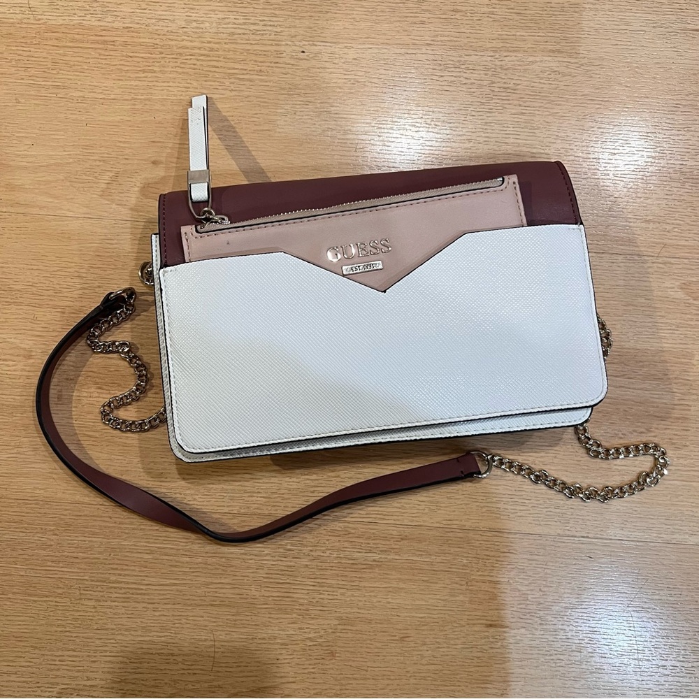 Guess Purse Maroon White